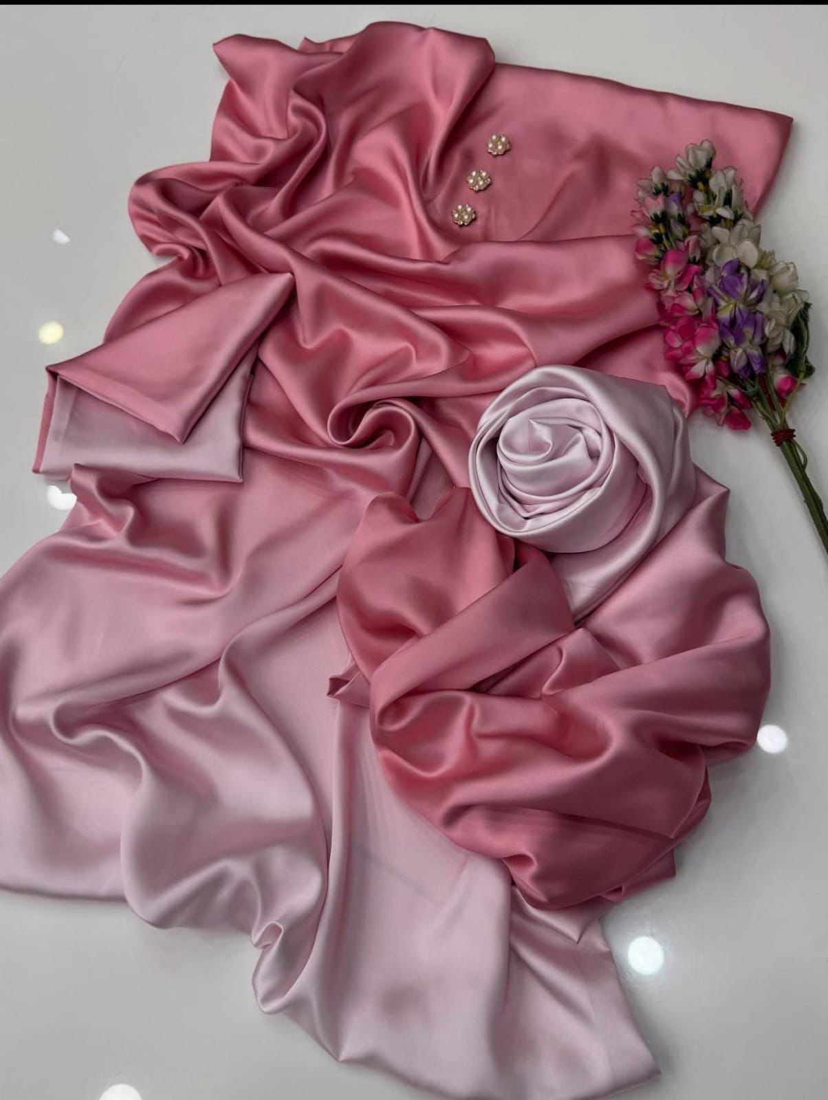 Woman Unstich Shamooz Fabric Silk 3pc