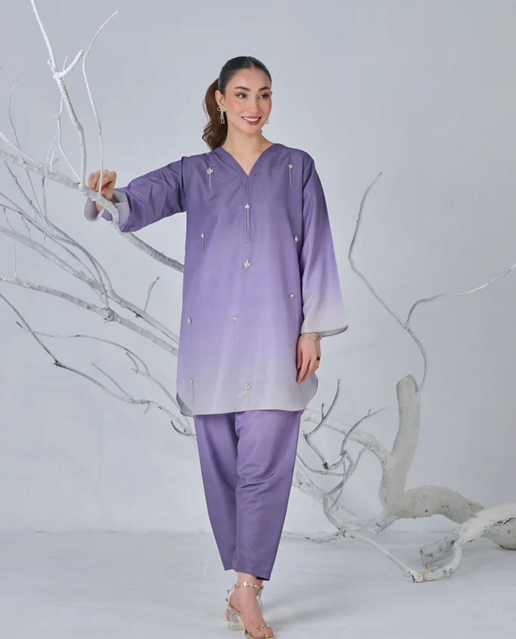 Woman Unstich Shamooz Fabric Silk 3pc
