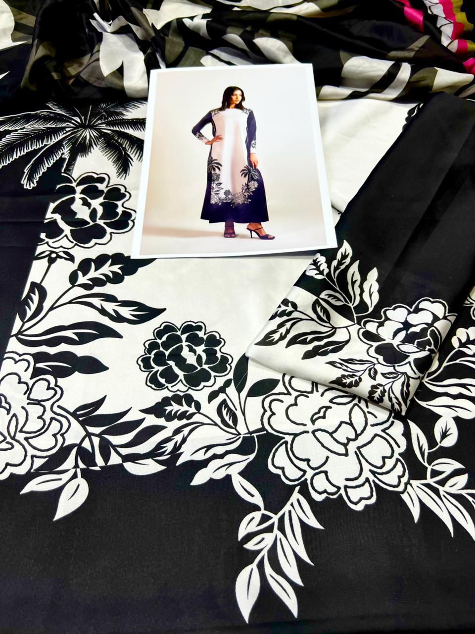 Woman Unstich Shamooz Fabric Silk 3pc