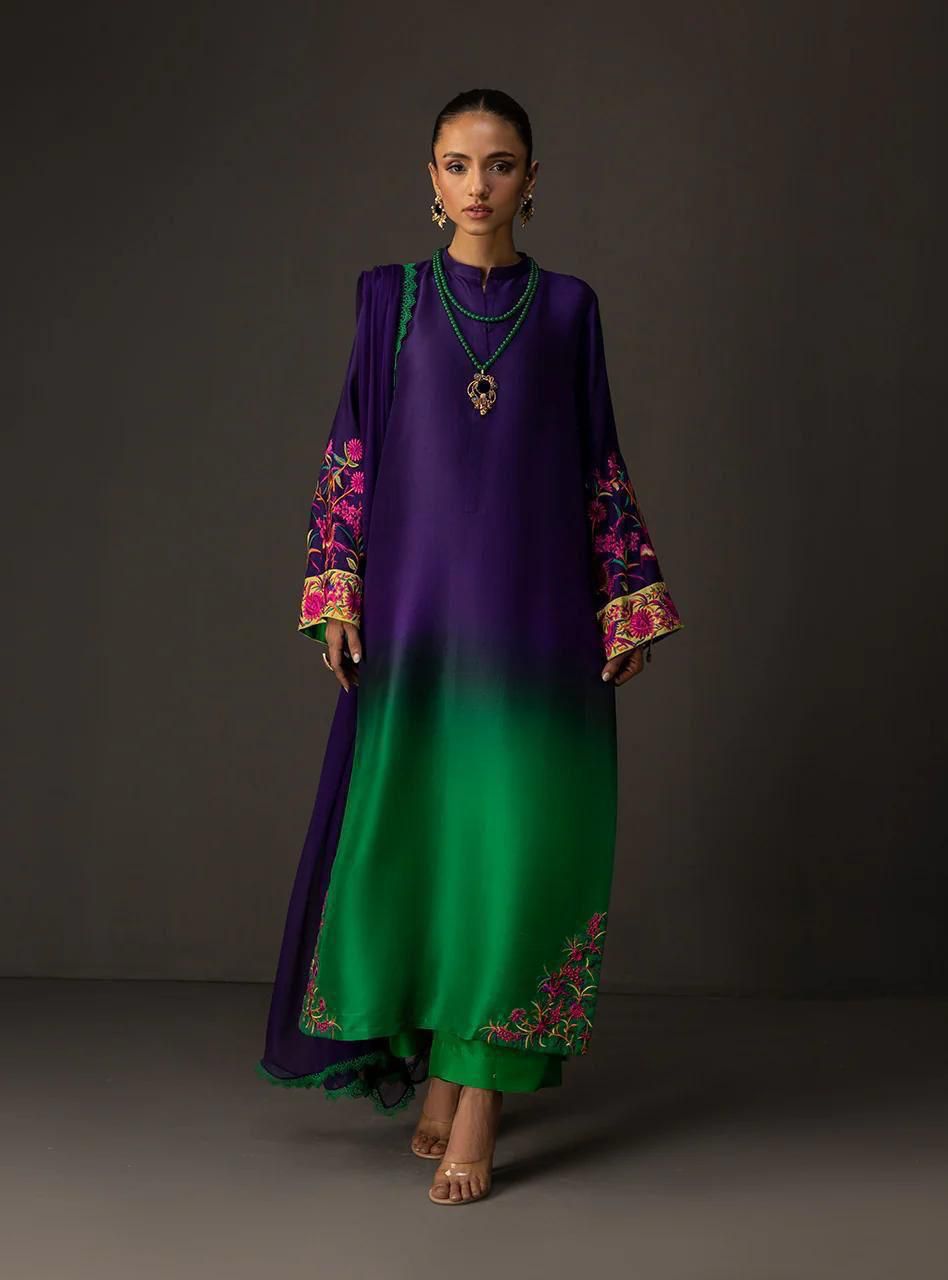 Woman Unstich Shamooz Fabric Silk 3pc