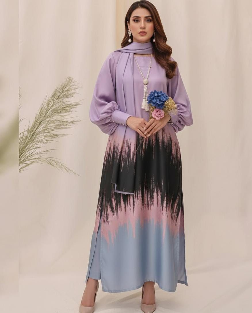 Woman Unstich Shamooz Fabric Silk 3pc