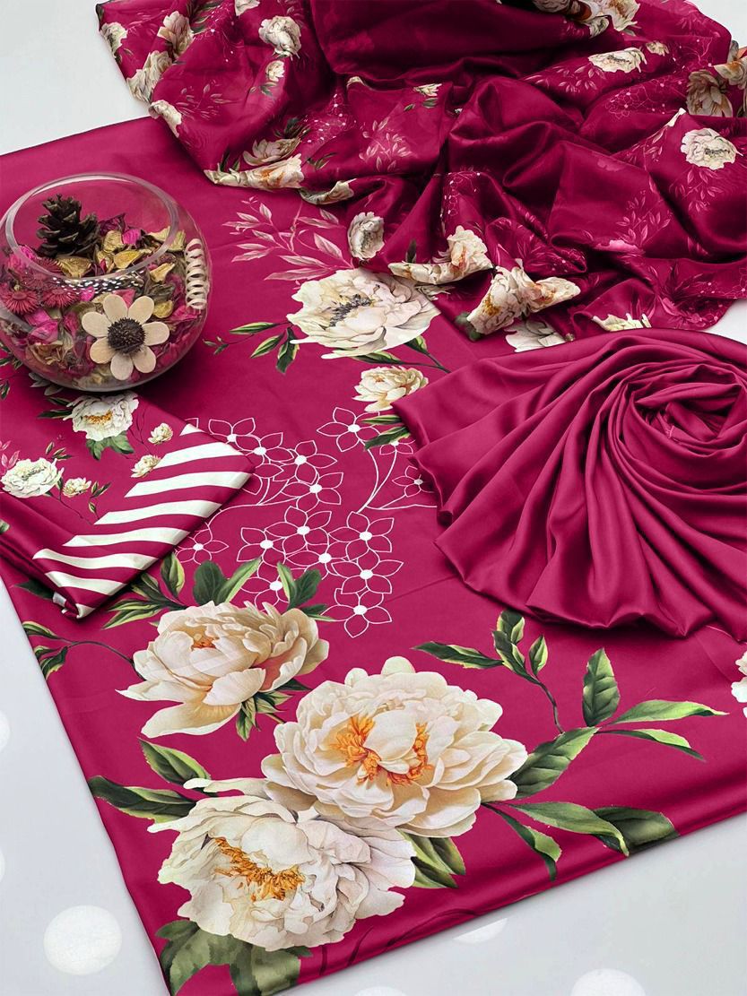Woman Unstich Shamooz Fabric Silk 3pc