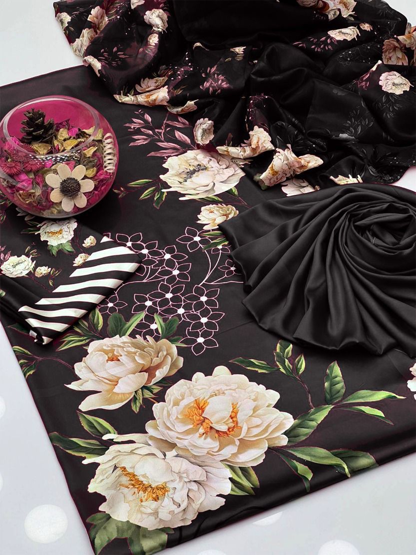 Woman Unstich Shamooz Fabric Silk 3pc