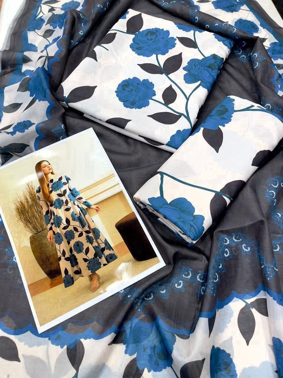 Woman Unstich Shamooz Fabric Silk 3pc