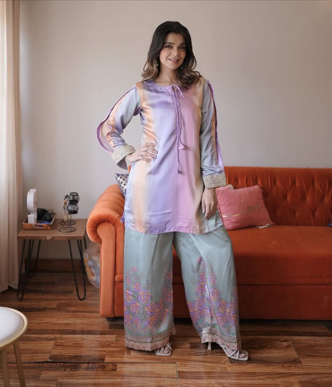 Woman Unstich Shamooz Fabric Silk 3pc