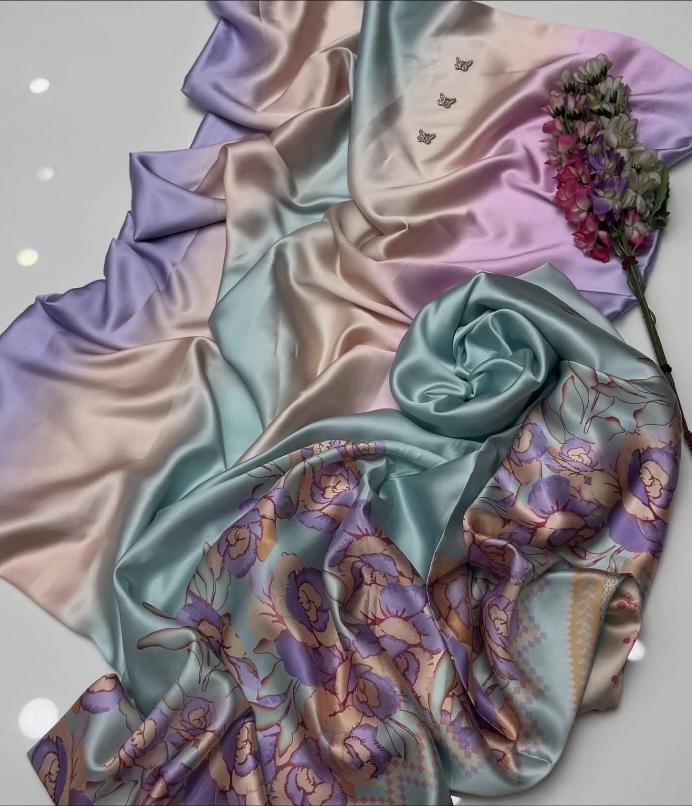 Woman Unstich Shamooz Fabric Silk 3pc