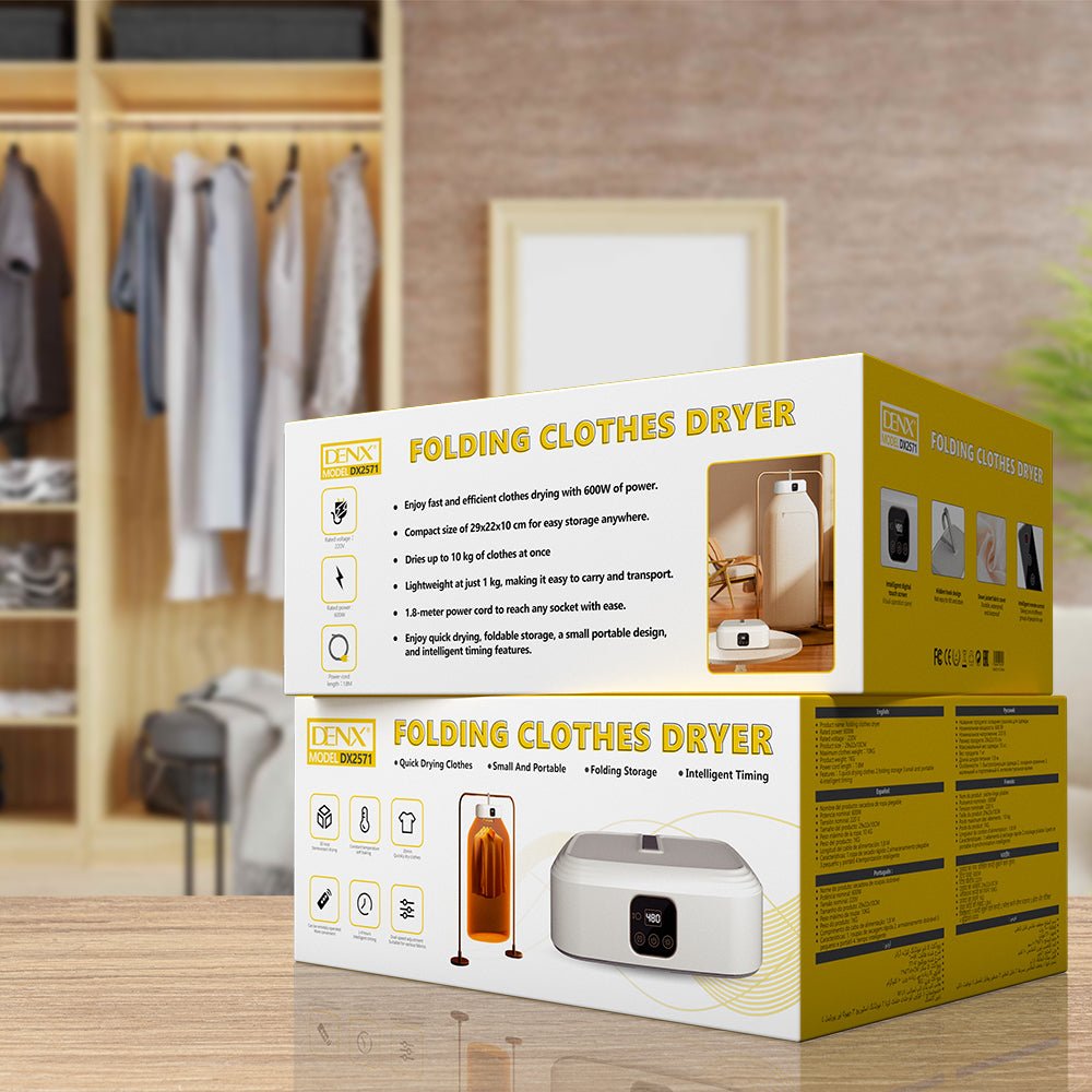 Denx Folding Clothes Dryer Portable Smart Timing Laundry Solution for Travel