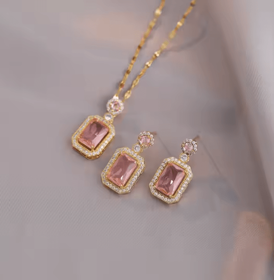 Luxurious Royal Gemstone Necklace & Earring Set - Elegant Women's Jewelry Gift