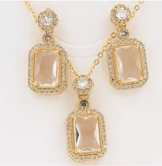 Luxurious Royal Gemstone Necklace & Earring Set - Elegant Women's Jewelry Gift
