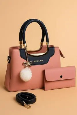 Girl's Hand Bag Set - 2 Pcs Rexine, Plain Design