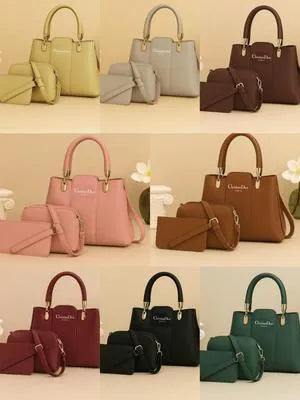 Girl's PU Leather Plain Hand Bag Set