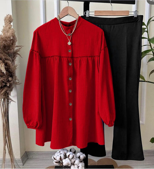 2 Pcs Women's Stitched Georgette Plain Shirt And Trouser