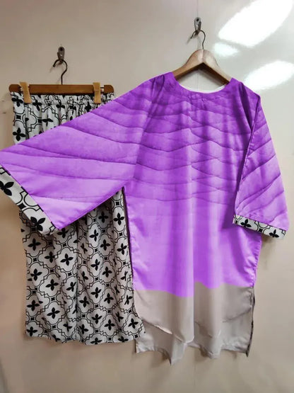 Stylish Women's Stitched Swiss Lawn Shirt And Trouser Set - 2 Pcs - Digital Print