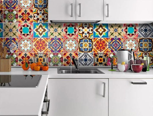 Colorful 3D Calligraphy Wall Tile Sticker - 12 Pcs