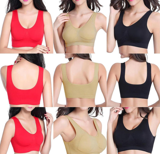 Plain Sports Bra, Pack Of 3