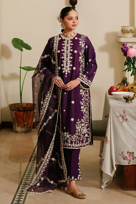 WOMAN DHANAK WITH DHANAK EMBROIDERY SHAWL UNSTICH