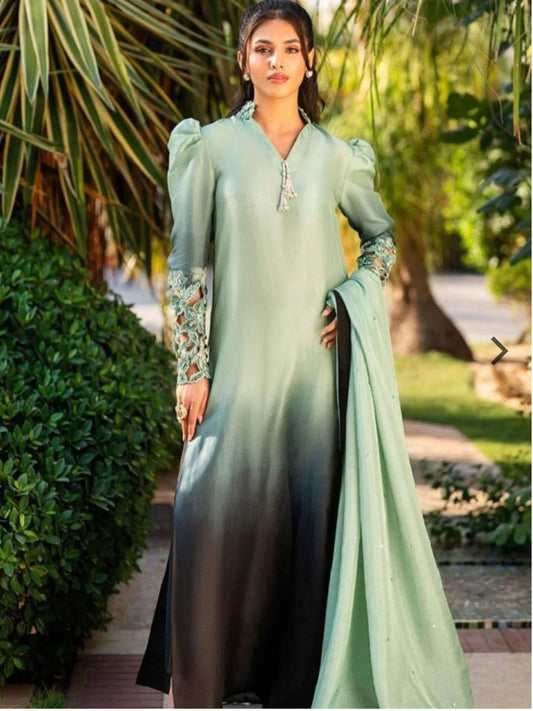 Woman Unstich Shamooz Fabric Silk 3pc