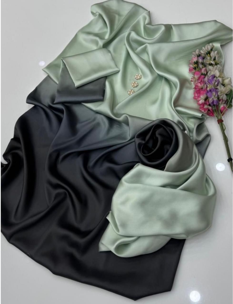 Woman Unstich Shamooz Fabric Silk 3pc