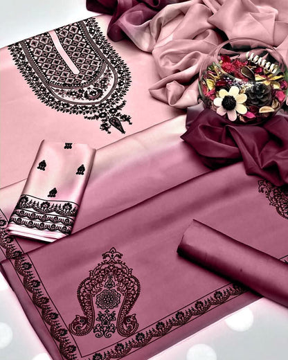 Woman Unstich Shamooz Fabric Silk 3pc