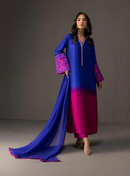 Woman Unstich Shamooz Fabric Silk 3pc