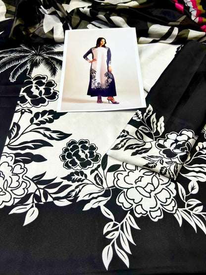 Woman Unstich Shamooz Fabric Silk 3pc