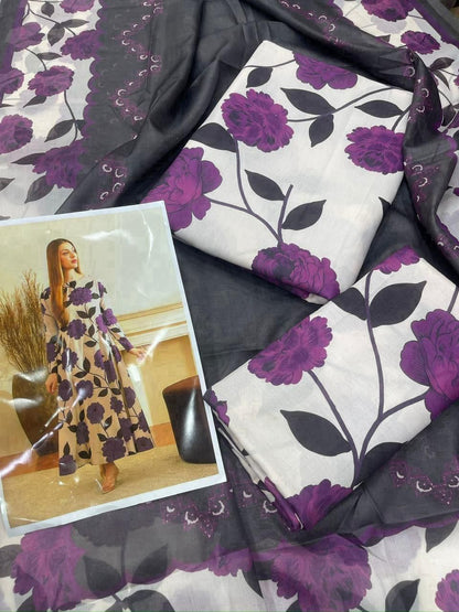 Woman Unstich Shamooz Fabric Silk 3pc