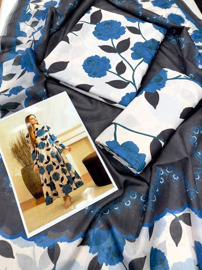 Woman Unstich Shamooz Fabric Silk 3pc