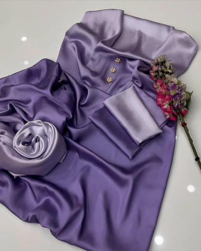 Shamooz Silk Fabric 3pc Silk digital printed Dupaata&nbsp