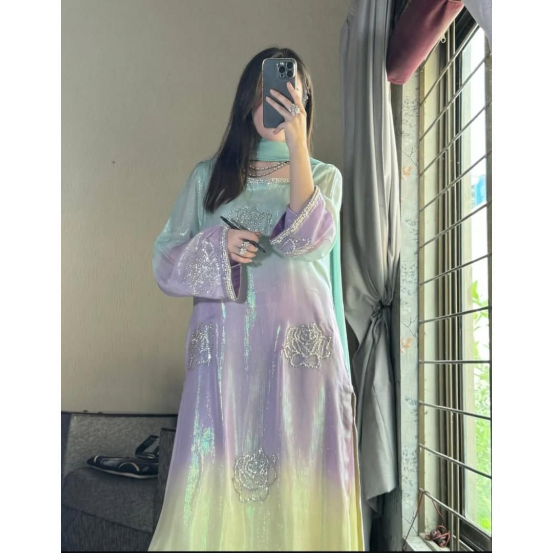 Shamooz Silk Fabric 3pc Silk digital printed Dupaata&nbsp