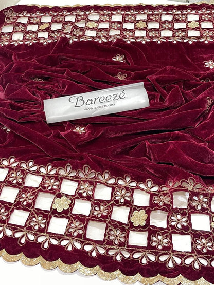 Most demanding item of season 2025  LAZER CUT WORK HEAVY EMBROIDERY VELVET SHAWL