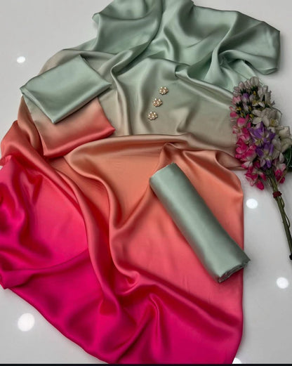 Woman Unstich Shamooz Fabric Silk 3pc