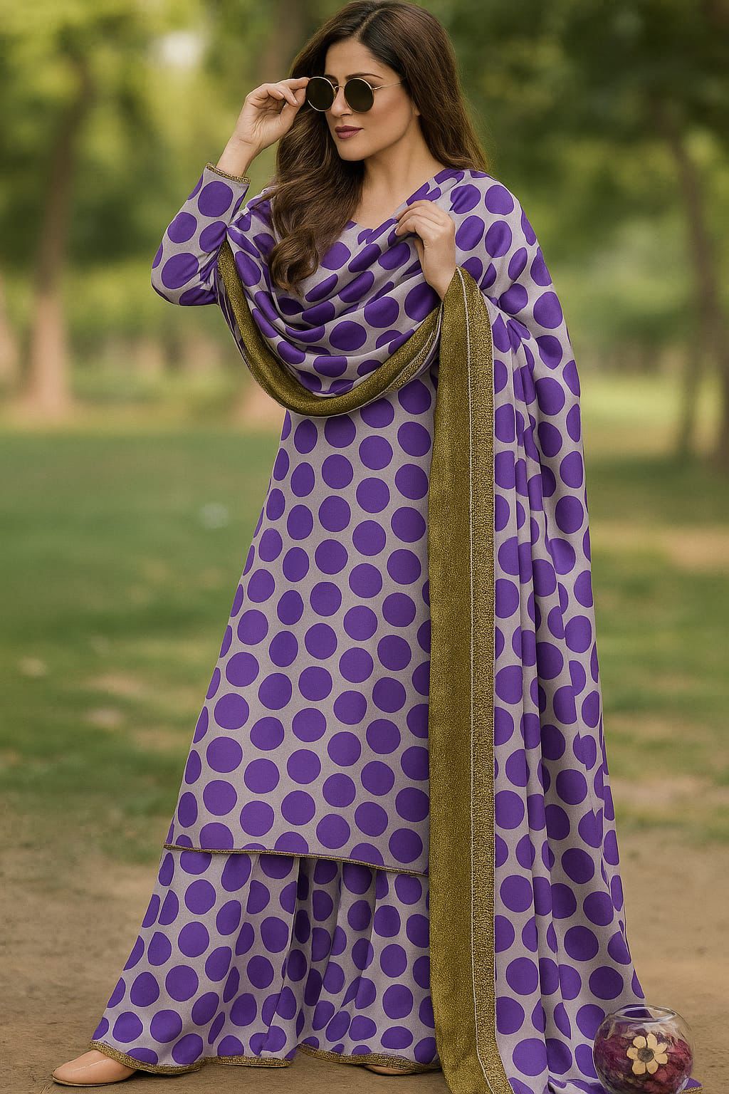 Woman Unstich Shamooz Fabric Silk 3pc