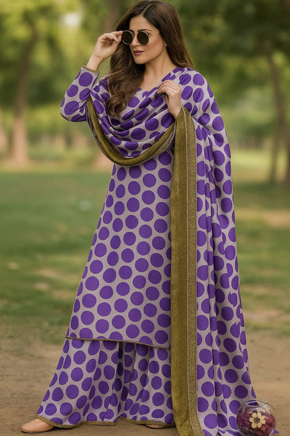 Woman Unstich Shamooz Fabric Silk 3pc