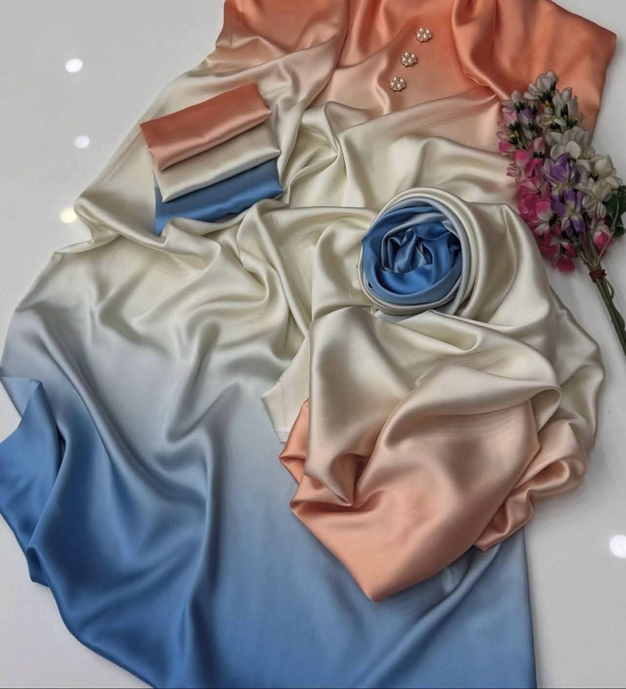 Woman Unstich Shamooz Fabric Silk 3pc