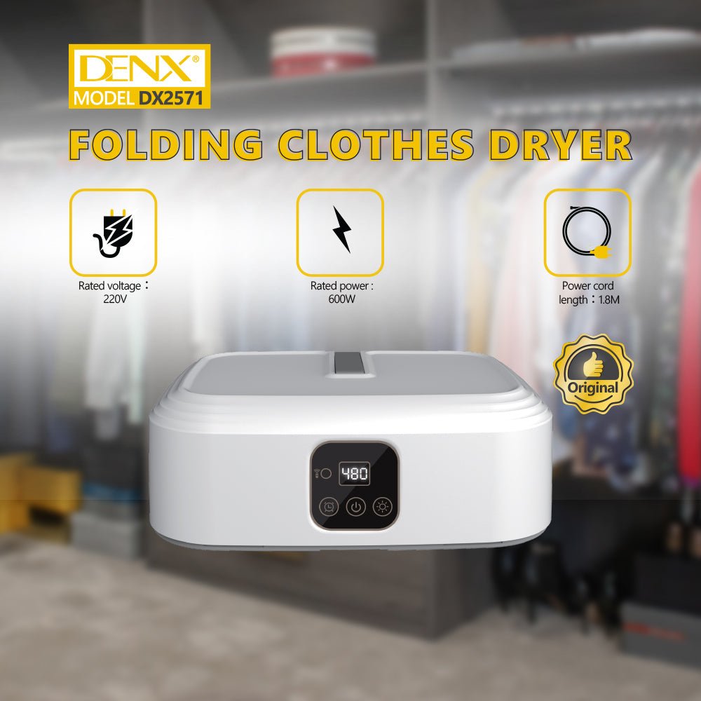 Denx Folding Clothes Dryer Portable Smart Timing Laundry Solution for Travel