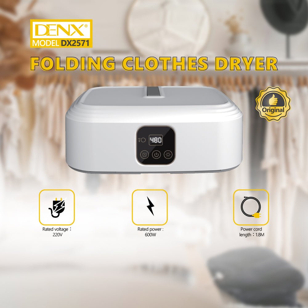 Denx Folding Clothes Dryer Portable Smart Timing Laundry Solution for Travel
