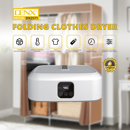 Denx Folding Clothes Dryer Portable Smart Timing Laundry Solution for Travel
