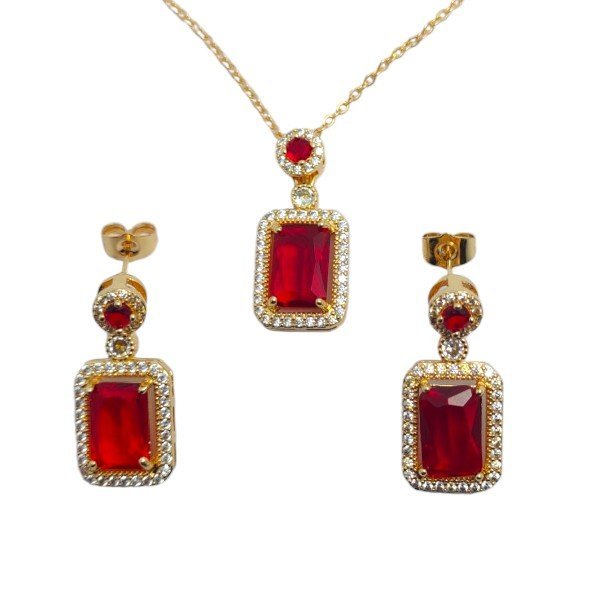 Luxurious Royal Gemstone Necklace & Earring Set - Elegant Women's Jewelry Gift