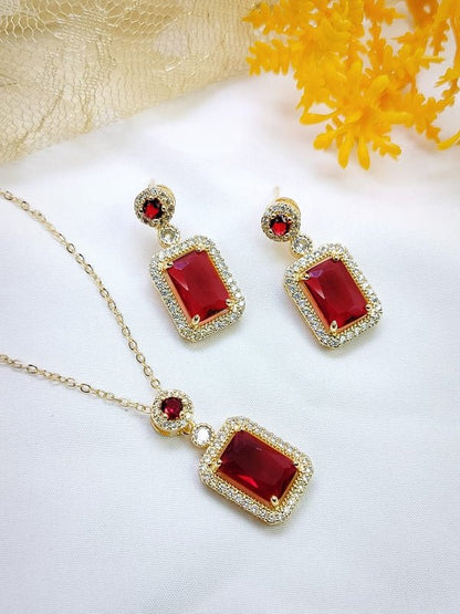 Luxurious Royal Gemstone Necklace & Earring Set - Elegant Women's Jewelry Gift