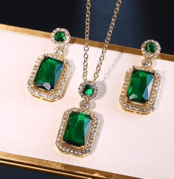 Luxurious Royal Gemstone Necklace & Earring Set - Elegant Women's Jewelry Gift