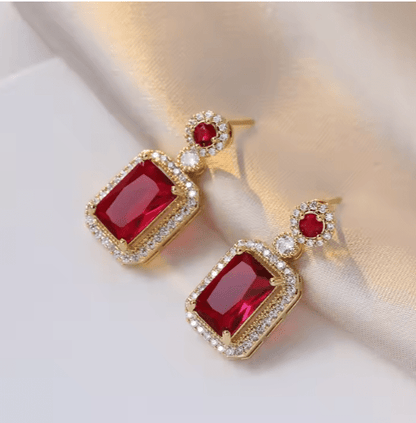 Luxurious Royal Gemstone Necklace & Earring Set - Elegant Women's Jewelry Gift