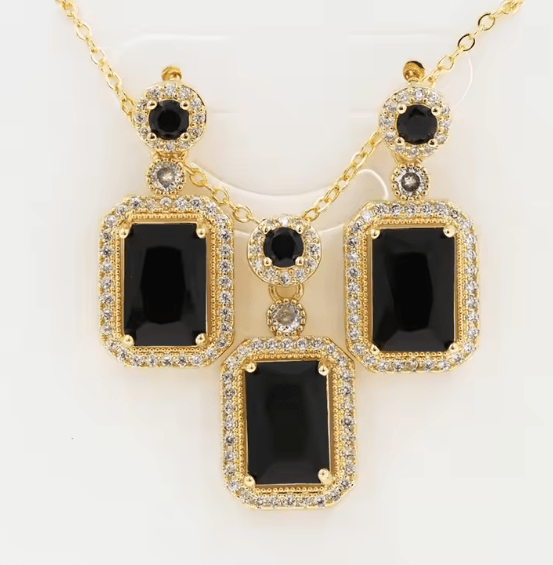 Luxurious Royal Gemstone Necklace & Earring Set - Elegant Women's Jewelry Gift