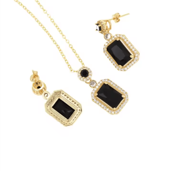 Luxurious Royal Gemstone Necklace & Earring Set - Elegant Women's Jewelry Gift